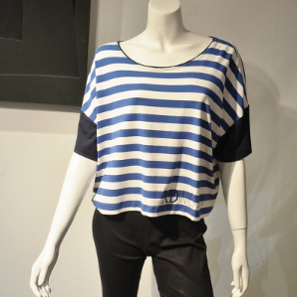 Spring 17 Xenia Striped Jersey Boxy Cropped Tee - Picture 5 of 12